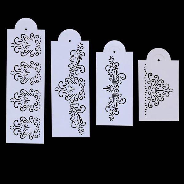 

cake tools 4pc/lot plastic stencils flower spray mold decorating bakery diy mould fondant 5631