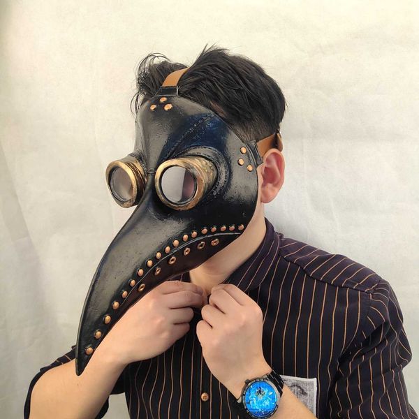 

halloween plague beak punk black death mask party crow headgear props