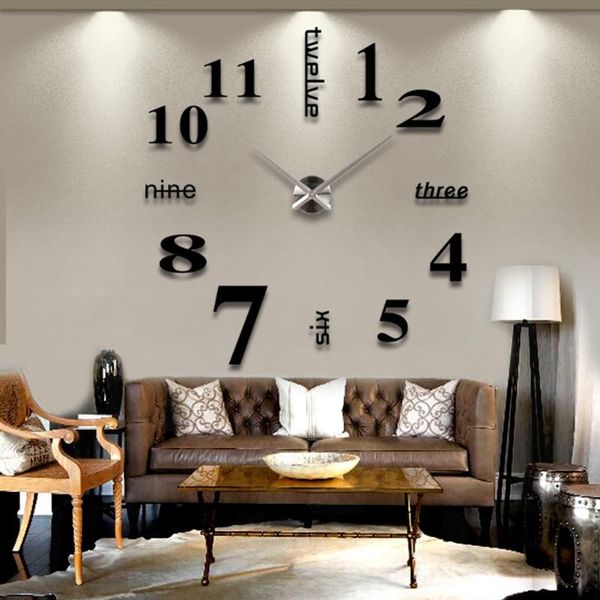 

wall clocks acrylic mute core clock mirror sticker modern living room home decor design decoration