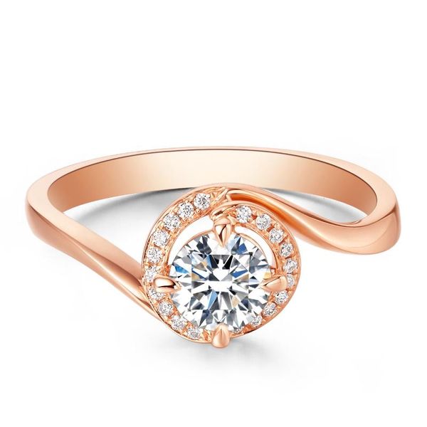 

au750 rose gold ring women wedding anniversary engagement party round moissanite diamond elegant romantic trendy cute cluster rings, Golden;silver