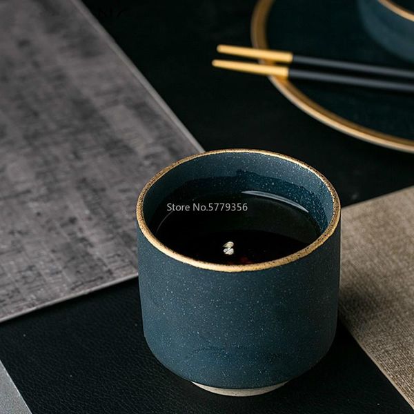 

european style marble ceramic tableware green cup household practical golden edge set cups & saucers