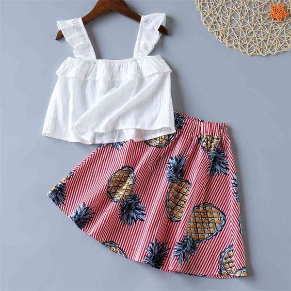 

summer clothing set skirt 2pcs children's girl kids clothes girls sets for 210528, White
