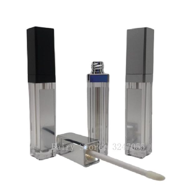 

storage bottles & jars 7ml 10/25/50pcs cosmetic empty lip gloss bottle black silver square liquid lipstick container refillable tube with le