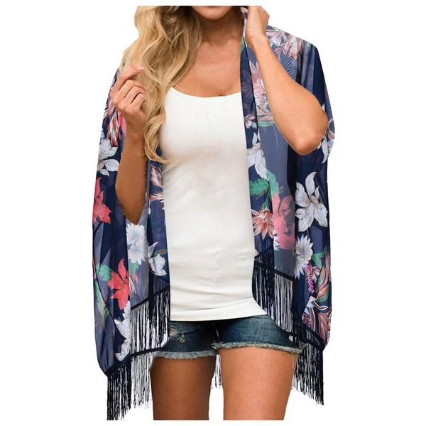 

women's swimwear women summer beach cardigan oversize floral print chiffon short sleeve loose wear cover up bohemian ropa mujer, White;black