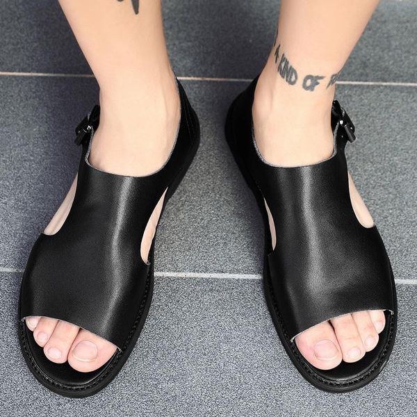 

sandals men casuales beach informales mens male on breathable genuine sneakers outdoor man black shoes sapato 4 cuero de