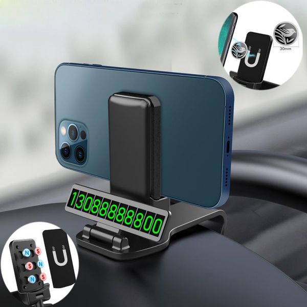 

cell phone mounts & holders magnetic car holder dashboard magnet bracket for universal 3-7 inches smartphone support with parking number pla