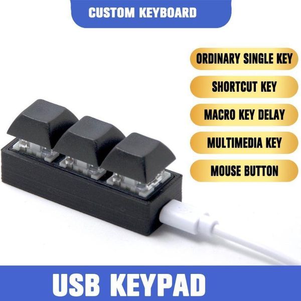 

keyboards macro function mechanical keyboard rgb backlight 3 key self setting custom keycap with software programing keypad
