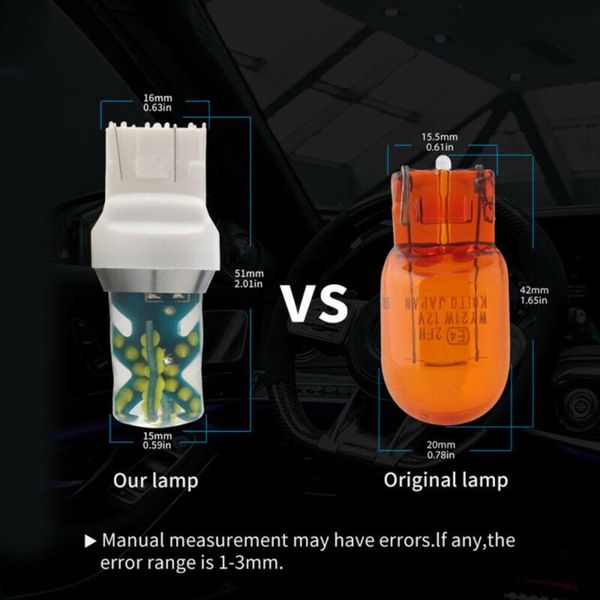 

car headlights pair led light 2pcs blue 160lm 48smd 51*16mm 7443 t20 backup reverse
