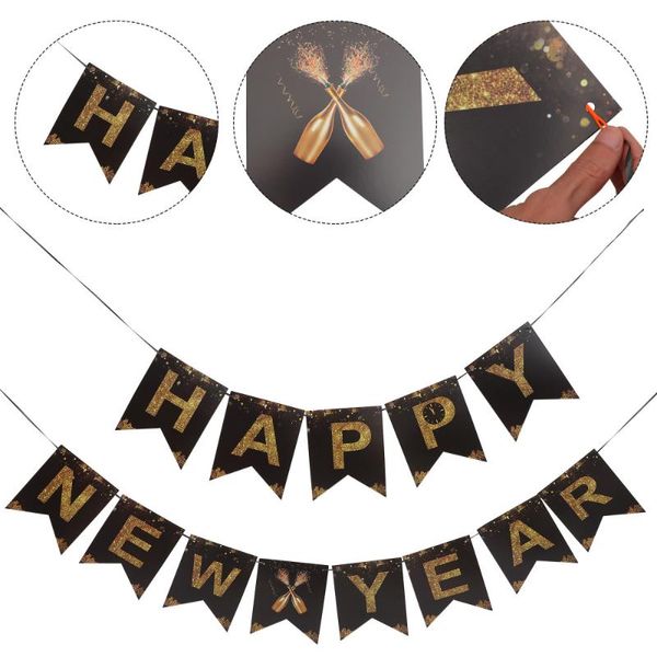 

party decoration 2pcs decorative year alphabet banner hanging layout prop