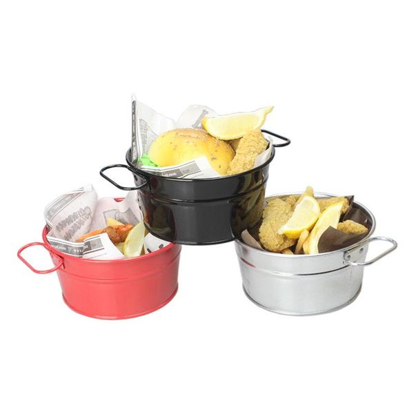 

ice buckets and coolers creative stainless steel fries barrel snack fried chicken korean black western restaurant tableware seafood