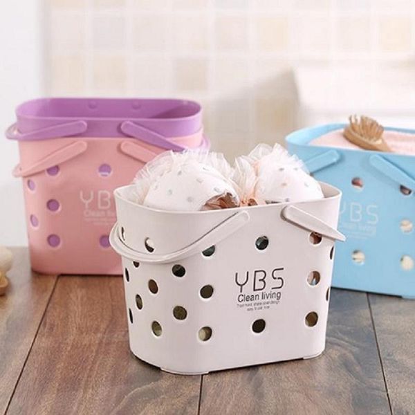 

hanging baskets bath hollow storage basket plastic portable kitchen vegetable wash drainage bag bathroom toiletries shower gel organizer