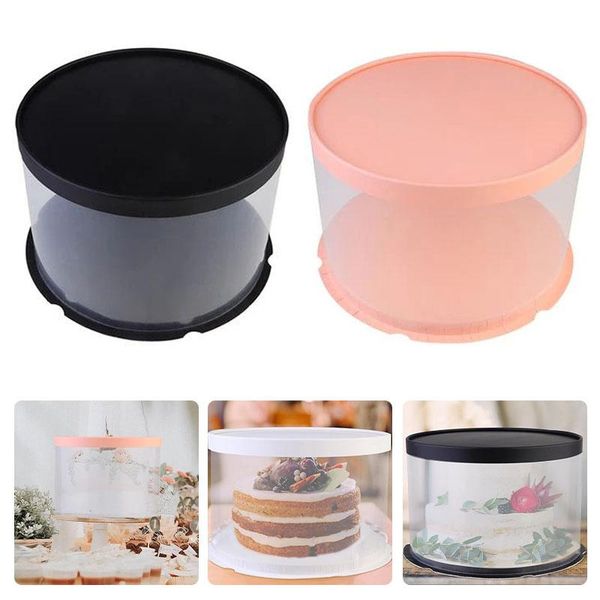 

gift wrap birthday transparent cake box kitchen diy handmade round packaging with lid wedding party holiday pastry package supplies