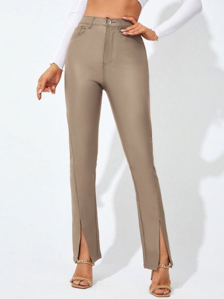 

high waisted split hem skinny jeans c6rp#, Blue