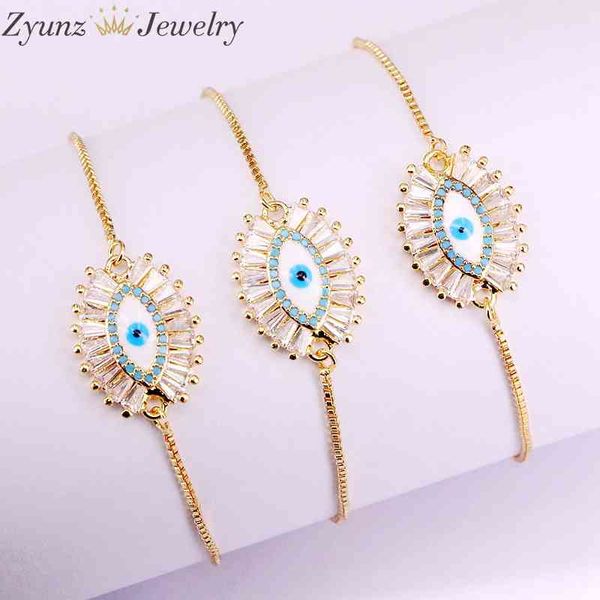 

10pcs, cz eye chain for women adjusted bracelet turkish jewelry, Golden;silver