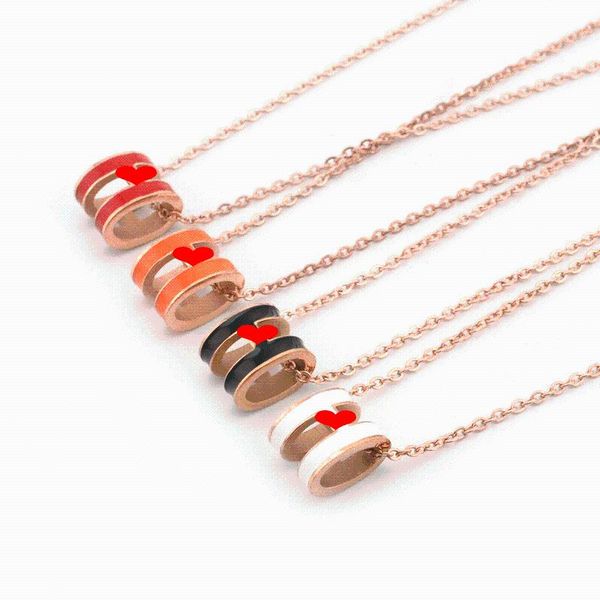 

necklaces womens heart couple red necklace simple pendant men stainless steel choker chain jewelry for women accessory, Silver