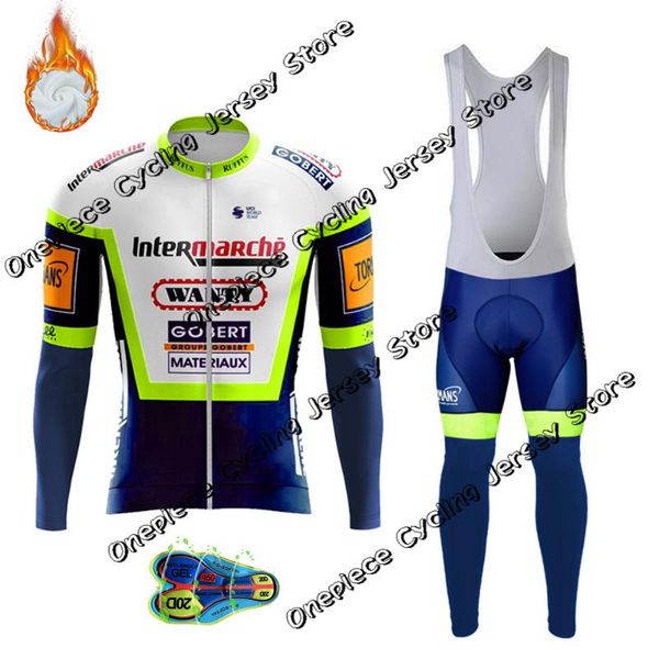 

racing sets 2021 wanty team cycling jersey set winter thermal fleece clothing suit mens long sleeve mtb bike road pants bib ropa maillot, Black;blue