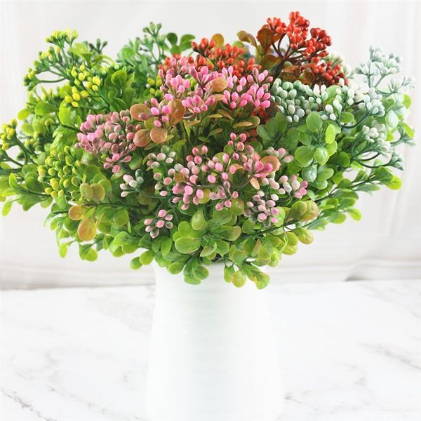 

decorative flowers & wreaths simulation grass flower fake 6 colors plants decoration plastic 7 branch plant pography props without vase