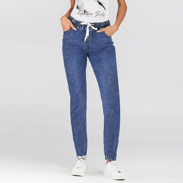 

women's fashion jeans lace-up close-up lantern trousers pants suit, Blue