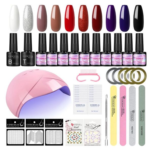 

gel nail polish kit with uv light 36w lamp soak off nails manicure tools q1qd art kits