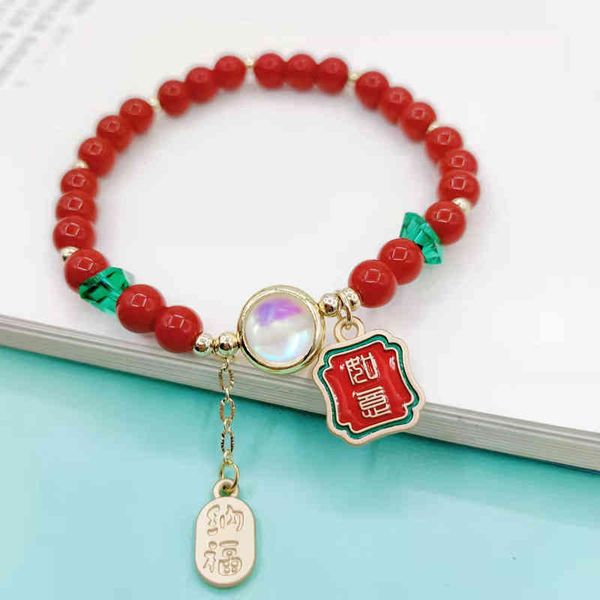 

chinese-style products 6mm china fashion red bead bracelet safe ruyi fortune beaded frosted for the year of tiger