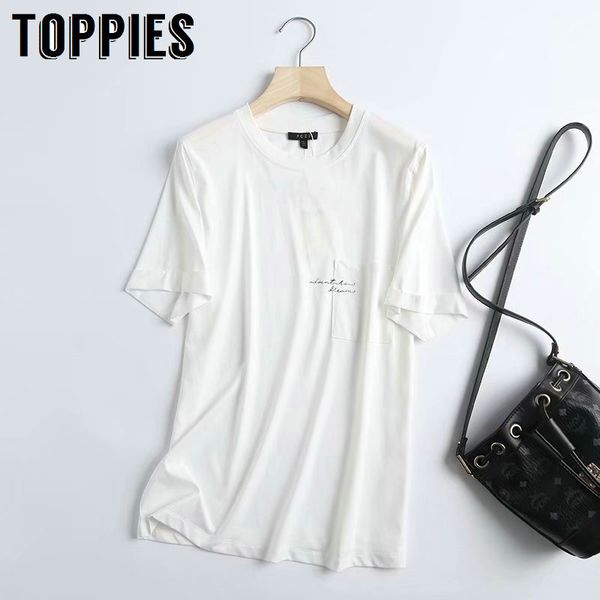 

ies new arrival white t shirt letter print blusas summer short sleeve shirts 210412