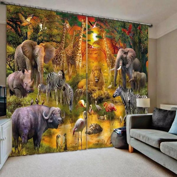 

curtain & drapes 3d animals cartoon zoo windows curtains for kids thin/thicken living room bedroom decorative kitchen dropship