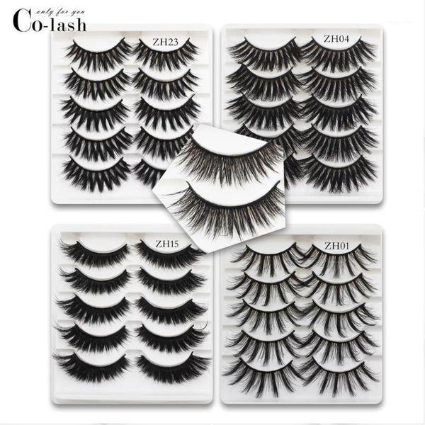 

colash 5 pairs 3d mink hair false eyelashes criss-cross wispy cross fluffy lashes extension handmade eye makeup tools1
