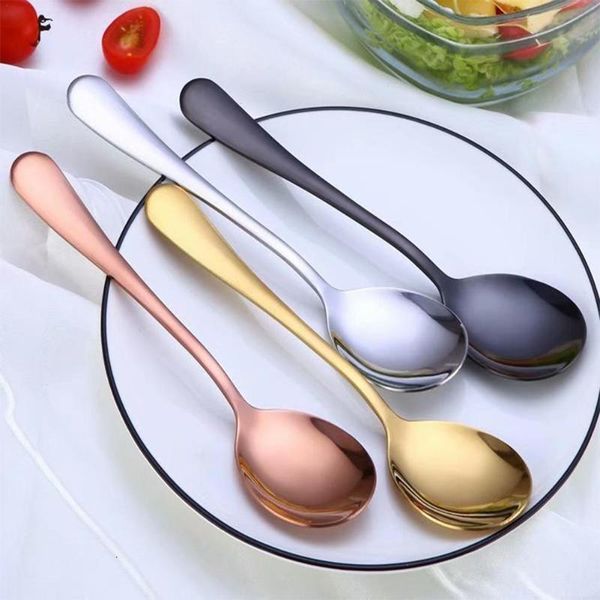 

gold salad spoon fork 2pcs stainless steel cutlery set serving colorful unique spoons tableware flatware
