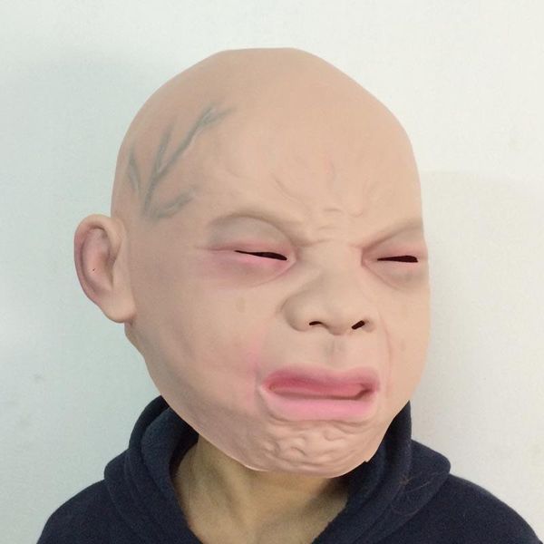 

party masks latex crying baby happy costume mask halloween full head