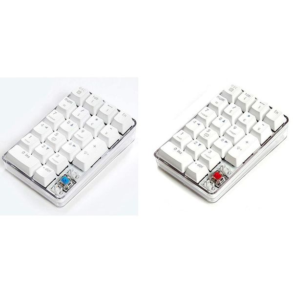 

mechanical numeric keypad wired gaming crystal case white backlit 21 keys mini numpad portable keyboards