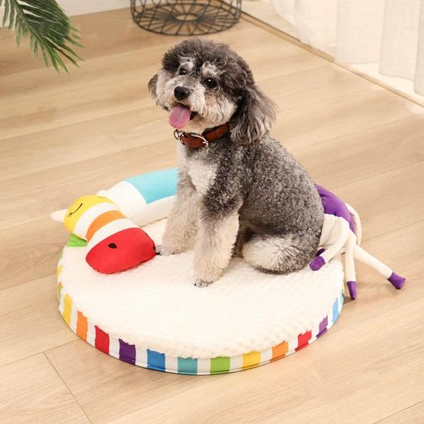 

kennels & pens pet supplies, rainbow pineapple wool, nest pad, cat nest, enclosed house, skin-friendly square dog doll sofa