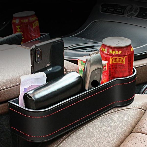 

storage boxes & bins seat gap car box crevice pocket catcher pu leather universal auto organizer card phone holder stowing tidying