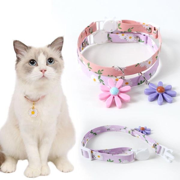 

cat collars & leads little daisy net red sun flower adjustable pets bell collar dogs deworming necklace dog pet puppy supplies