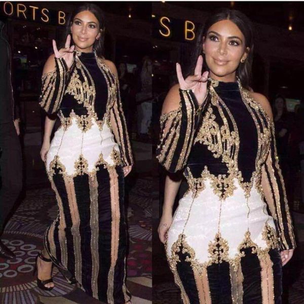 

casual dresses dress models kardashian star runway luxury heavy beaded strapless skinny long, Black;gray