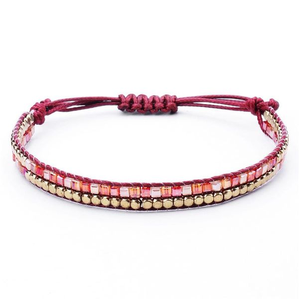 

tennis handmade miyuki bracelets for women men small gold beads red rope knots braided string wrap bracelet femme fashion jewelry 2021, Golden;silver