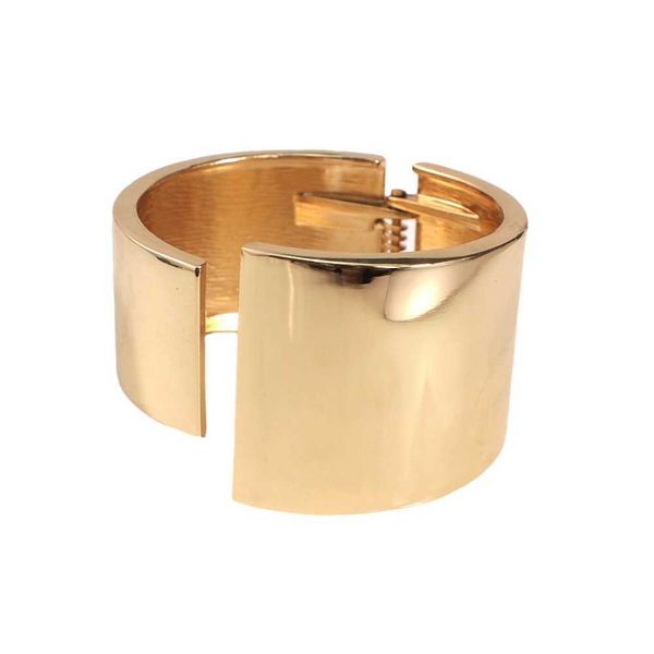 

trend gold color alloy cuff bangles bracelets for women smooth surface metal statement bangle accessories wholesale jewelry uken q0717, Black
