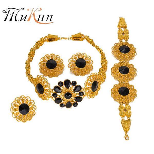 

earrings & necklace mukun bridal gift african beads jewelry set brand dubai gold color 2021 nigerian wedding wholesale fashion design, Silver