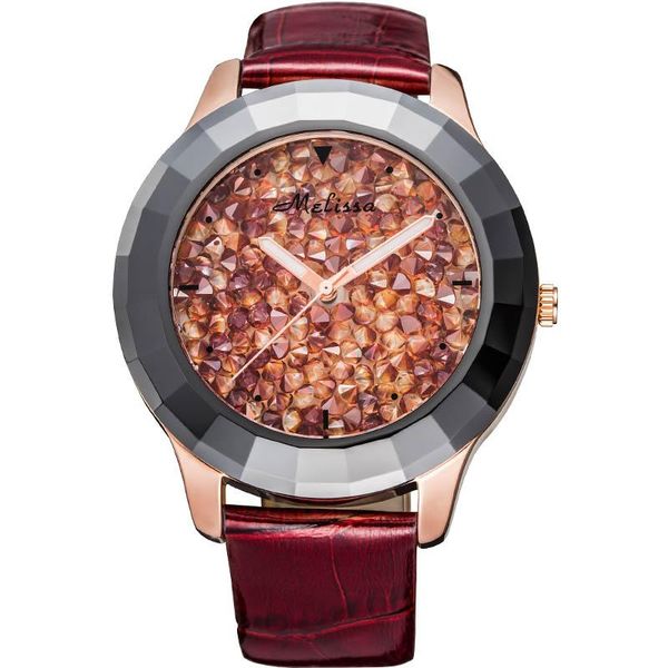 

wristwatches luxury melissa lady women's watch ceramic full rhinestone crystal fashion hour dress bracelet clock stars girl birthday gi, Slivery;brown