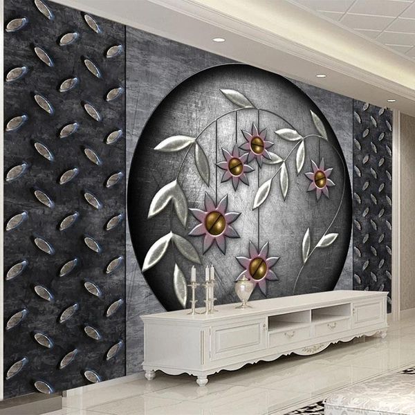 

wallpapers custom mural wallpaper modern 3d metal flower background wall decor living room tv sofa creative painting papel de parede