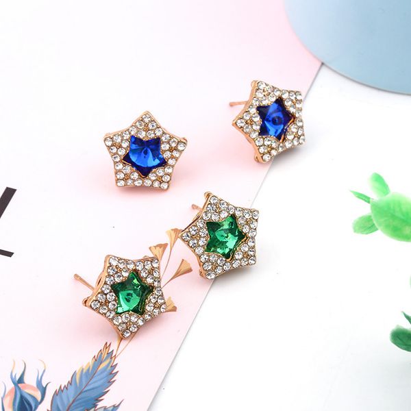 

new earrings with zircon inlaid five pointed star earrings and twinkling diamond star earrings, Golden
