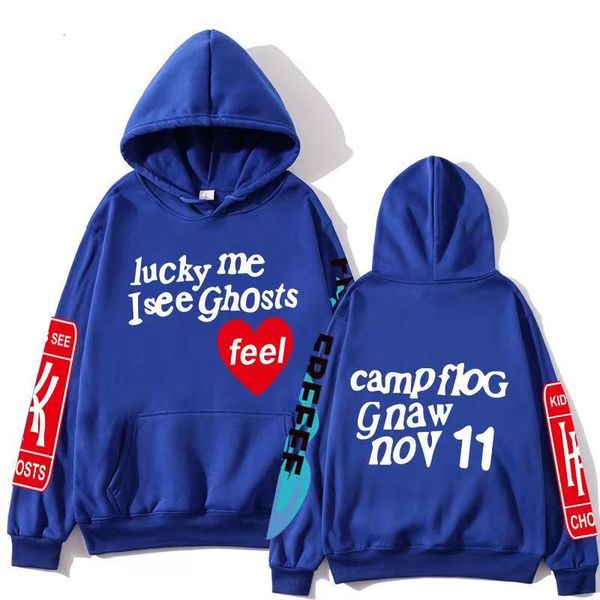 

men's hoodies & sweatshirts boxy kanye western hoodies kids see ghost printing 3d foam women 1:1 highest quality plus veet sweahshirt, Black