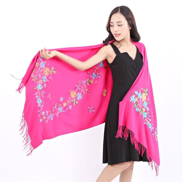 

scarves brand designer winter scarf women warm long female edgingshawl floral embroidery autumn shawl bufanda, Blue;gray