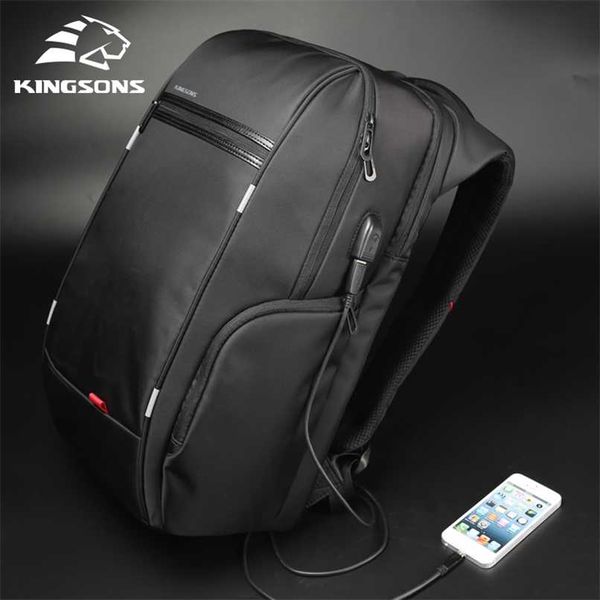 

kingsons 15"17" lapbackpack external usb charge computer backpacks anti-theft waterproof bags for men women 211029