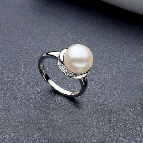 

sinya 925 sterling silver ring pearl diameter 10-11mm classical women girls mother 2021 arrival, Golden