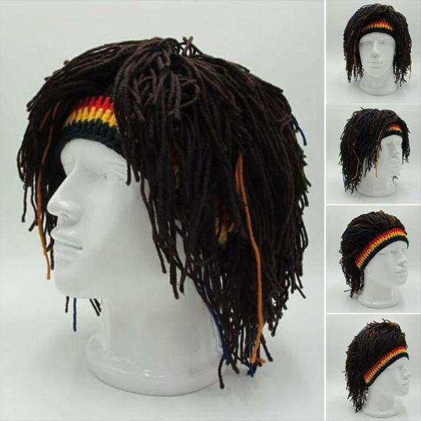 

arrival rasta wig cap beanie hat jamaica handmade reggae dreadlocks africa roots bob marley, Blue;gray