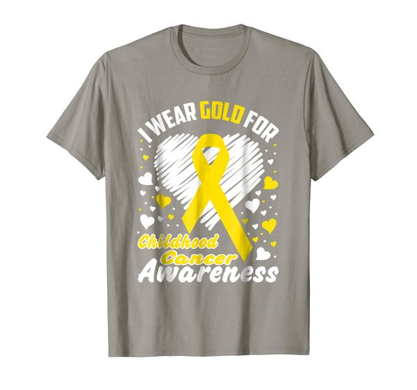 

I Wear Gold For Childhood Cancer Awareness Ribbon T-Shirt, Mainly pictures