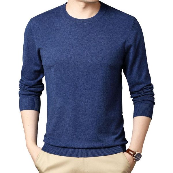 

men's sweaters warm solid color sweater round neck thin section long sleeve young and middle-aged pullover, White;black