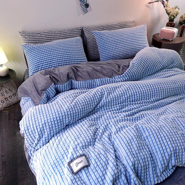 

bedding sets michiko simple plaid duvet cover crystal velvet four piece set