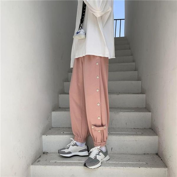 

autumn sweatpants men's fashion solid color casual joggers pants men streetwear loose hip-hop straight trousers mens track, Black
