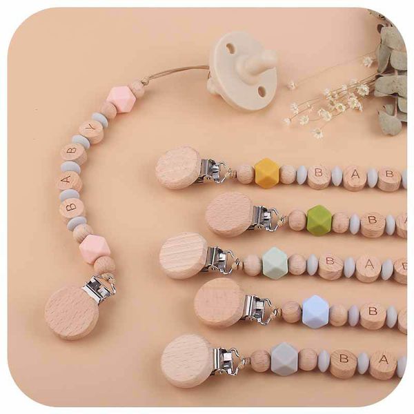 

baby pacifier holders chain clips weaning natural wooden practice accessory diy teething beads newborn teeth toys infant feeding b7962